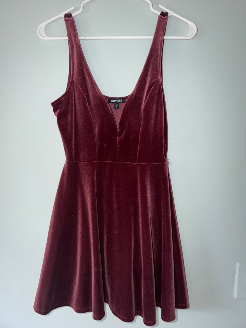 Express Burgundy Velvet V-Neck Mini Dress